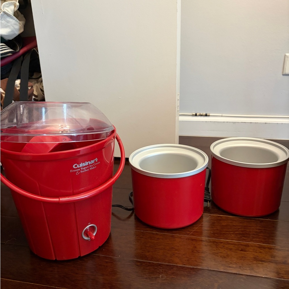Cuisinart Red Ice Cream Maker with Dual Bowls